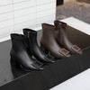 西遇方头瘦瘦靴女新款秋冬法式方扣单靴黑色弹力中跟粗跟短靴V0034362 商品缩略图4