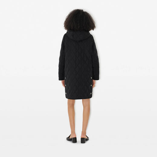 【二】BURBERRY 巴宝莉 女士尼龙帆布制成的连帽菱形绗缝外套棉服 黑色 8072670 A1189 商品图3