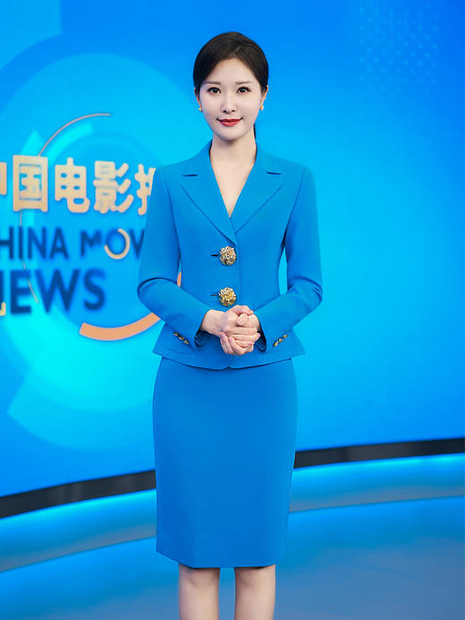 IWY/蓝色主持人艺考西装职业套裙女播音主持演讲比赛服装正装套装233018 商品图4