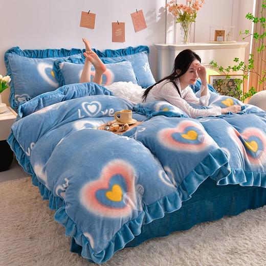 DD-新款冬季加厚牛奶绒四件套床裙款珊瑚绒花边双面被套床上用品 商品图8