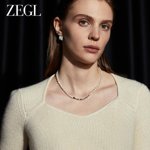 ZEGL天然淡水珍珠毛衣项链女轻奢小众2023新款爆款不规则锁骨颈链 商品图3