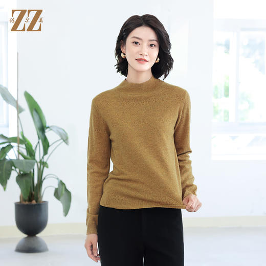 佐尔美秋冬新款 气质百搭圆纯色领羊毛衫女E14MS21 商品图1