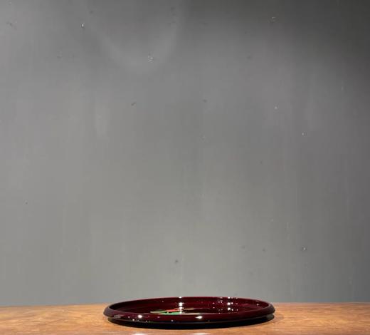 绘五彩花叶纹褐红漆茶盘，顺丰包邮 商品图2