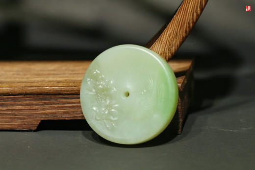 和田玉翠青 【莲莲有鱼】吊坠 配精美挂绳 商品图0