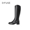 Dfuse迪芙斯2023冬季新款牛皮经典不对称骑士靴长靴女DF34117118 商品缩略图1