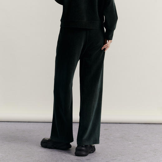 谜底雪尼尔休闲裤女2023冬款简约时尚百搭宽松阔腿长裤234MK1549 商品图2