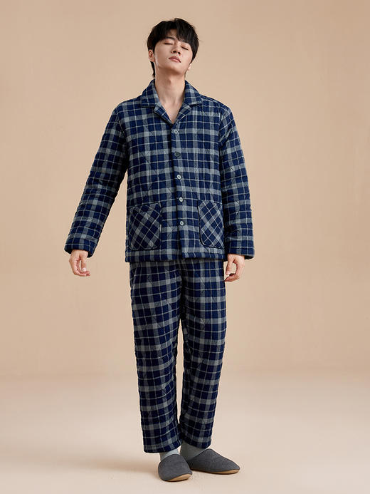 康妮雅男式长袖长裤开襟套装 商品图3