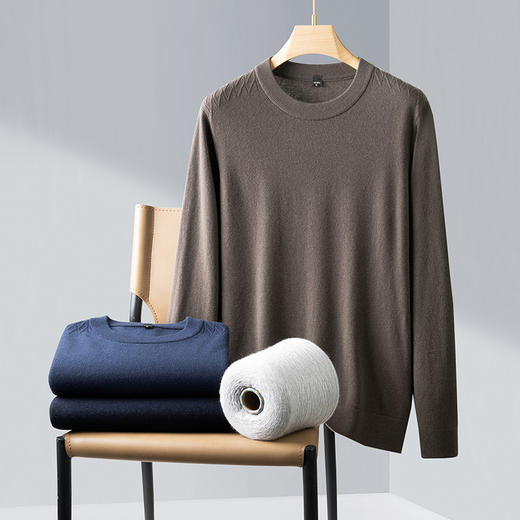 100%羊毛【新款DDS】大依优型大码男装羊毛衫圆领毛衣针织衫休闲加肥加大男士胖子大码内搭上衣 商品图1