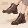 信诺妈妈短靴女士2023新款秋冬季加绒中年皮鞋真皮软底棉鞋马丁靴23M178-6D 商品缩略图5