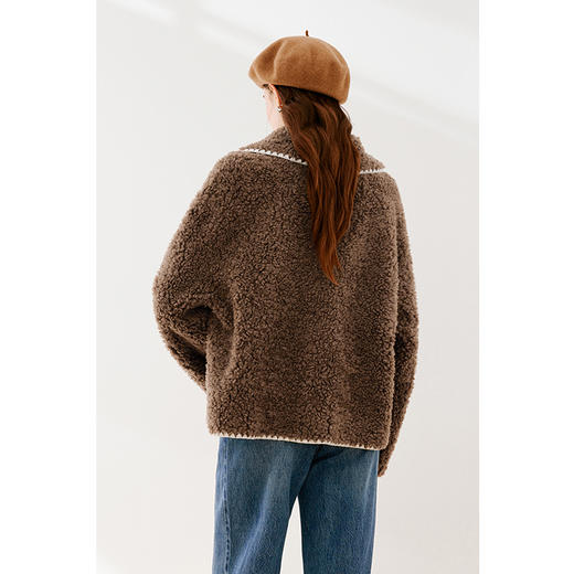 【严选】诗凡黎冬娃娃领学院风撞色皮草7EA311541 商品图4