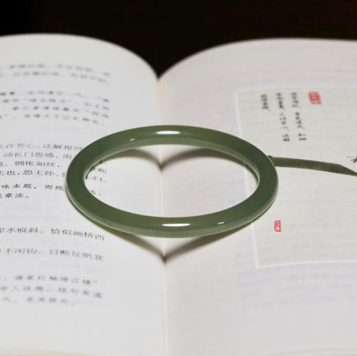 和田玉（青玉-晴水）手镯--叮当镯/直径5-6mm（圈口请备注留言） 商品图5