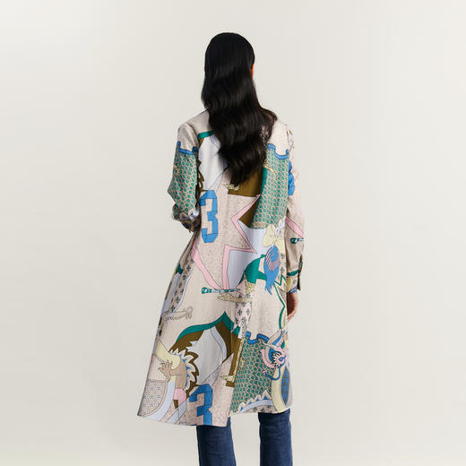 谜底花色连衣裙长袖2023冬新品复古田园风中长裙配腰带234ML1519 商品图2