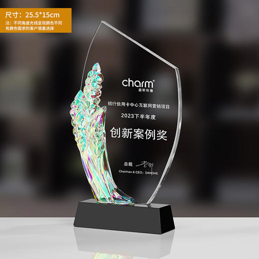 2023炫彩变色水晶奖杯定制创意定做企业年会销冠高档纪念品订制 商品图0