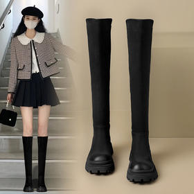 ZHR2022年秋冬季新款简约圆头显瘦气质百搭休闲不对称擦色长筒靴