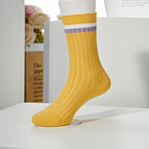 【2双装 6双6折】中童双针中长筒无骨精梳棉袜吸汗透气防臭【2323201】 商品图1