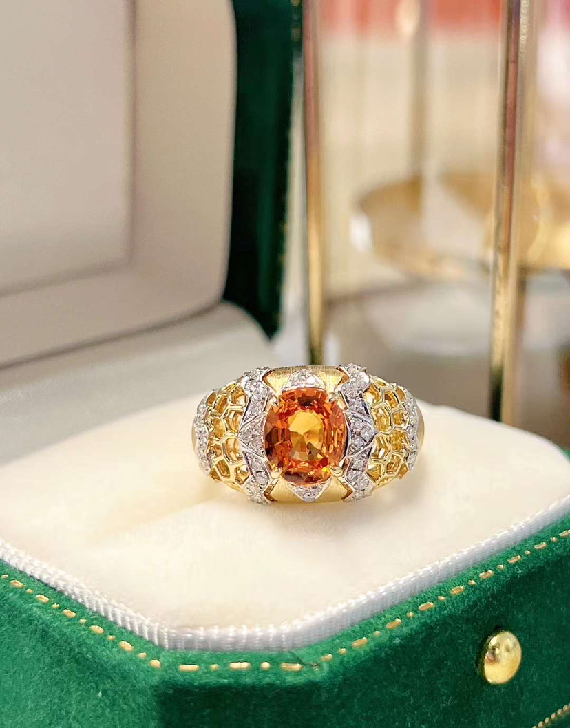 「甜蜜风暴」芬达石钻石戒指 2.13克拉芬达石