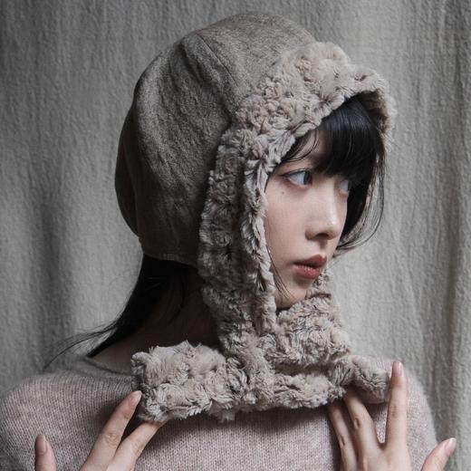 Kreuzzz 23AW 亚麻色Nausicaa毛绒飞行员帽 商品图0