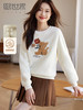 【年终特卖】熙世界猫咪毛巾绣加厚卫衣慵懒风chic圆领仿羊羔毛上衣女2025秋冬 商品缩略图0