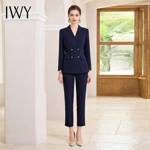 IWY/藏青色长袖西装套装女秋冬款商务律师职业装工作服职场正装CP1856 商品图1