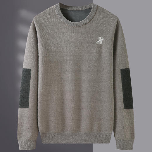 【圈】雪貂绒【新款DDS】大依优型大码男装加绒雪貂绒毛衣圆领毛衫针织衫休闲加肥加大男士胖子大码内搭上衣 商品图1