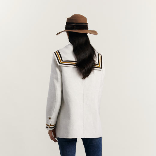 谜底毛呢大衣女2023冬季新品复古学院风宽松中长款外套234MD1472 商品图2