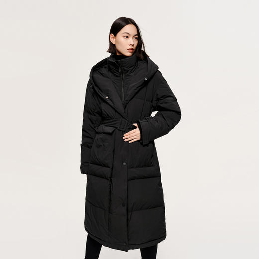 【严选】伊芙丽冬户外风腰带设计工装口袋长款羽绒服1EA980621 商品图0