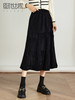 【年终特卖】熙世界复古黑丝绒半身裙女秋冬2025新款中长款A字百褶蛋糕裙长裙 商品缩略图0