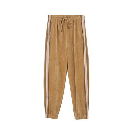 谜底雪尼尔束脚裤2023冬新品时尚百搭拼接松紧腰九分裤234MK1554 商品图4