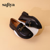 Safiya/索菲娅2023秋冬复古真皮低跟圆头金属扣英伦小皮鞋 SF33112451 商品缩略图0