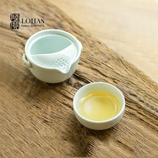 陆宝陶瓷 玲珑随手泡一壶一杯一人快客杯茶具青瓷冰裂色 礼盒装 商品图3