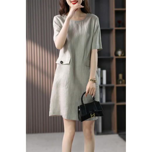 原形短袖连衣裙女中长款2023夏季新款韩版设计感宽松显瘦a字裙子 商品图0