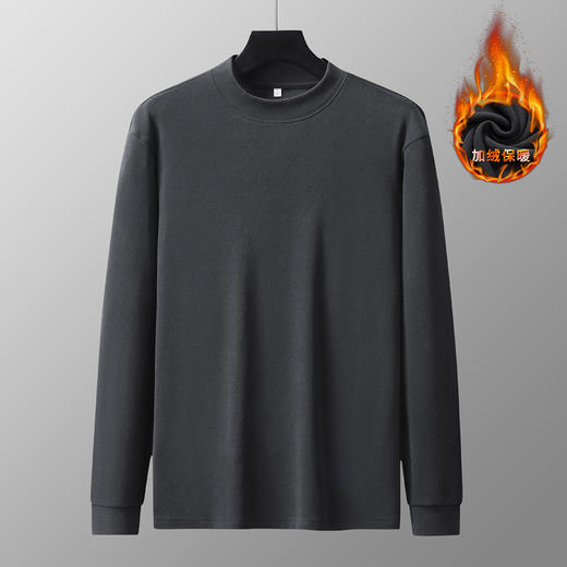 【新款DSK】大依优型大码加绒半高领长袖T恤德绒保暖男装加肥加大体恤大号上衣胖子打底 商品图2
