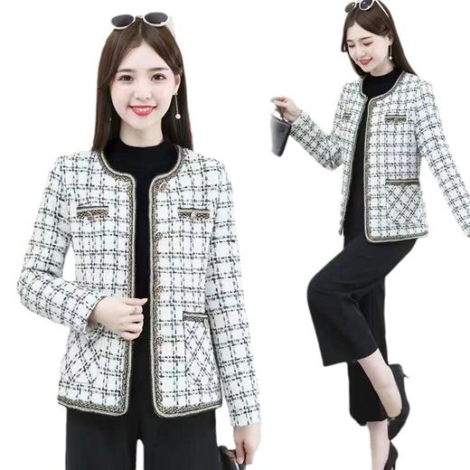 春秋新款小香风外套女大码时尚妈妈装洋气显瘦减龄毛呢外套女JZ- ncwCzwNQ 商品图4