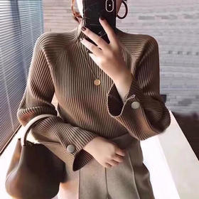 【超凡设计感，冬季的完美先选！】韩版加厚打底衫，女款半高领毛衣，外穿秋冬设计感，宽松针织衫内搭上衣lm