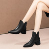 尖头粗跟短靴，气质后拉链软牛皮时装靴HY-H3263 商品缩略图2
