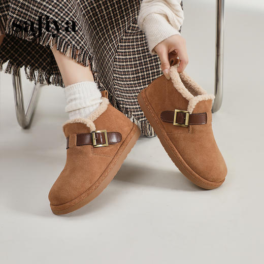 Safiya/索菲娅2024新品冬日小暖炉加厚绒外穿保暖丑萌雪地靴 SF4411A107 商品图1