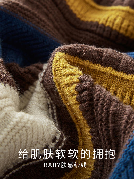 【89元福袋，不支持退换】熙世界彩虹条纹毛衣秋冬女慵懒风宽松超好看圆领针织衫2025年新款 商品图3