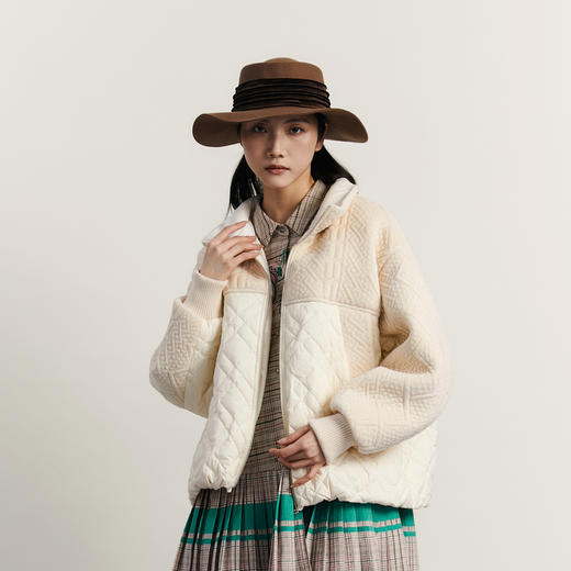 谜底立领短款羽绒服女2023冬新品时尚百搭宽松拼接鸭绒234MY1587 商品图1