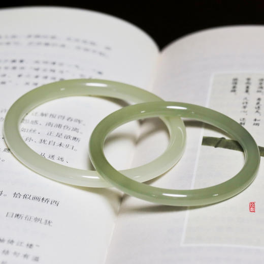 和田玉（青玉-晴水）手镯--叮当镯/直径5-6mm（圈口请备注留言） 商品图3