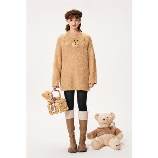 【严选】诗凡黎冬趣味小熊图案针织衫SEA431101 商品图2