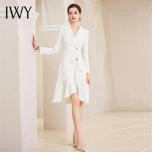 IWY/气质白色连衣裙女职业装秋季西装裙子高级感医美工作服高端Q1009 商品图1