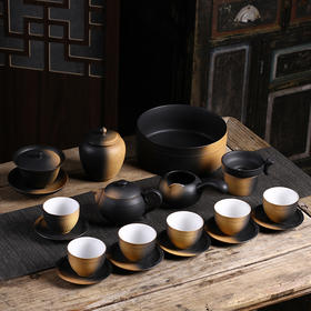 粗陶茶具大套装 （手工制作）