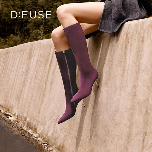 DFuse迪芙斯2023年冬季新款绒面长靴DF34117116 商品图11