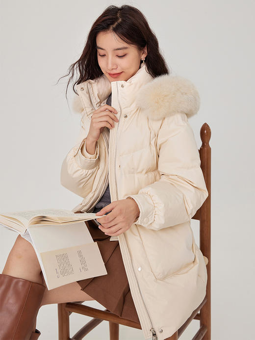 【年终特卖】熙世界小个子狐狸毛领宽松面包五防面料羽绒服女短款鸭绒外套2025冬季新款 商品图6