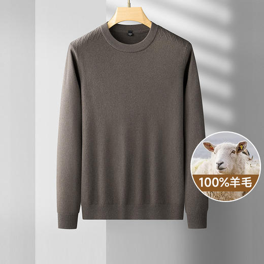 100%羊毛【新款DDS】大依优型大码男装羊毛衫圆领毛衣针织衫休闲加肥加大男士胖子大码内搭上衣 商品图0