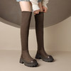 ZHR2022年秋冬季新款简约圆头显瘦气质百搭休闲不对称擦色长筒靴 商品缩略图5