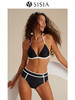 sisia2023新款泳衣女性感深v高腰黑白撞色显瘦泡温泉比基尼bikini 商品缩略图0