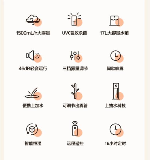 亚都 落地式加湿器 SC1500-TSK17 家用客厅 大容量大雾 量智能恒湿 UVC杀菌款 商品图4