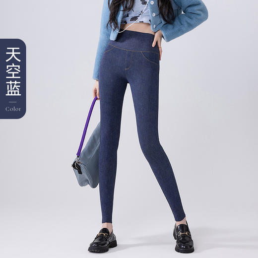 秋冬爆款【牛仔芭比裤】加绒仿牛仔打底裤  高腰收腹提臀芭比瑜伽裤  鲨鱼裤外穿   商品图7