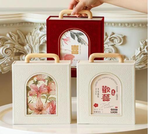 QT-LH-131 中式木质手提礼盒（欢喜/花卉） 商品图0